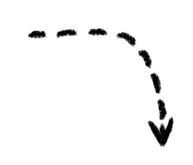 Black grunge hand drawn arrow. Arrow isolated on white. Vector illustration.