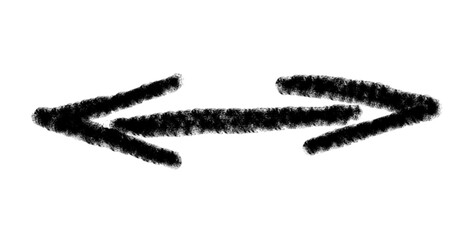 Black grunge hand drawn arrow. Arrow isolated on white. Vector illustration.