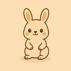 Cozy Cartoon Rabbit Illustration A charming cartoon rabbit, radiating warmth and happiness. This cheerful image captures the essence of the cheerful Australian wilderness.