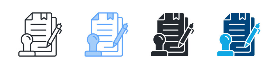 Bureaucracy Icon Set Multiple Style. Designed In Outline, Blue, Glyph, Dual Tone