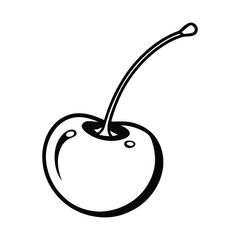 Cherry Cartoon Style Line Art – Fun Fruit Vector Illustration