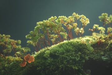 A captivating view of miniature trees, showcasing lush foliage and intricate textures