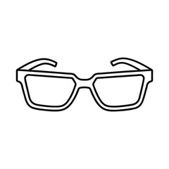 White Glasses Outline Drawing – Flat Minimal Eyewear Icon Vector