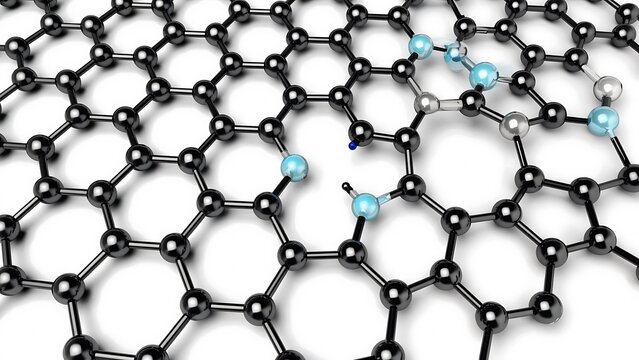 Graphene Structure with Defects and Dopants: A Visual Representation of Nanomaterial Imperfections and Modifications