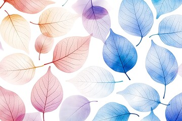 Colorful Leaf Patterns in Soft Pastel Shades for Elegant Background Designs