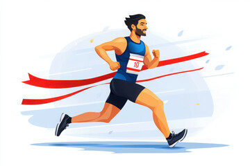 Fototapeta premium Athlete Crossing the Finish Line on white background: A determined athlete sprints towards the finish line, embodying the thrill of competition and the pursuit of personal bests.