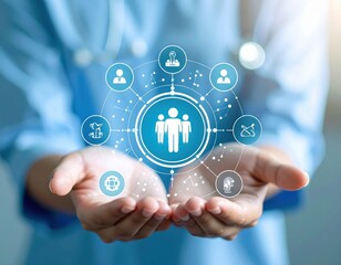 Healthcare professional offering virtual care to community