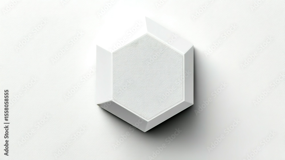 Poster A hexagonal, three-dimensional object with a textured surface.