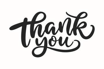 Thank you lettering, hand-drawn brush script. modern calligraphy for a greeting card, post, note, sticker, or tag. vector typography.