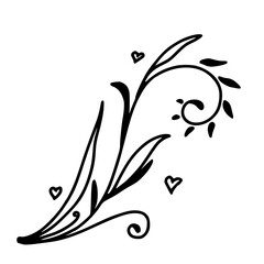 Floral Scroll ornament - black and white flower