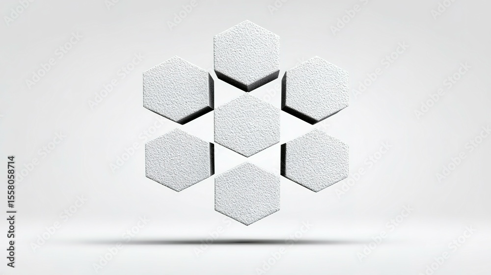 Poster abstract design of multiple interconnected hexagons.