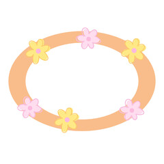 Cute illustration of flowers with blank space for name tag, text bubble, sticker, print, memo note, sticky note, notepads, paper design, spring, summer, back to school, nature, garden, plants
