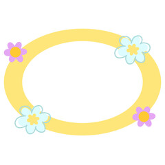Cute illustration of flowers with blank space for name tag, text bubble, sticker, print, memo note, sticky note, notepads, paper design, spring, summer, back to school, nature, garden, plants