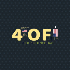 4th of July Independence Day Celebration with Flag Icons and Candle