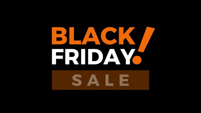 Black Friday sale sign banner on plain black background animation text for promo video concept