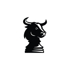 Chess Bull Silhouette Logo Icon: A Steadfast Strategic Force