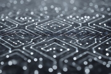Abstract technology circuit board with a bokeh background