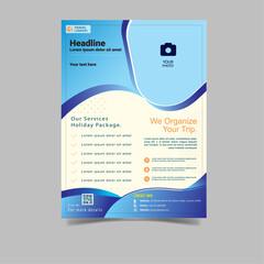 Obraz premium Modern travel flyer design template for holiday packages, trip planning, and tourism promotion