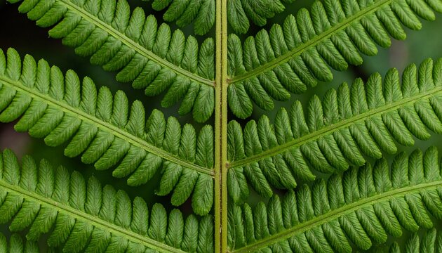Close-up of fern leaf pattern, showing veins and natural symmetry, matte surface texture, nature-inspired macro shot