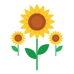 sunflower-flowers-vector-art-icon-white-background. 
