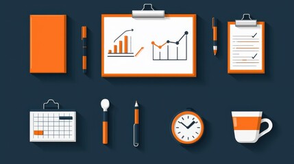 An organized desk setup with charts graphs and tools for conducting strategic business analysis and data driven decision making processes