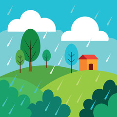 Obraz premium the-countryside-is-drenched-with-rain 