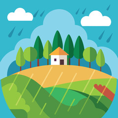 Fototapeta premium the-countryside-is-drenched-with-rain 