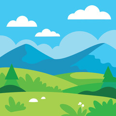 The-countryside-scene-shows-grassland-near-hills 