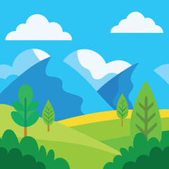 Fototapeta premium The-countryside-scene-shows-grassland-near-hills 