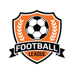 Orange & Black Football League Logo: Shield Emblem with Laurel

