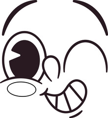 Retro winking caricature face emoji