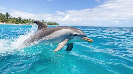 Obraz premium A dolphin swimming in the sunshine