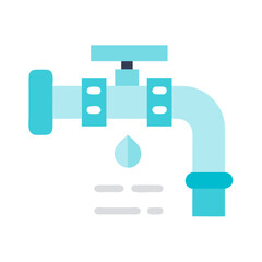 Obraz premium Water tap with a dripping droplet, representing urban water supply and conservation, as a flat modern icon