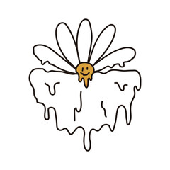 Melting daisy flower illustration sticker