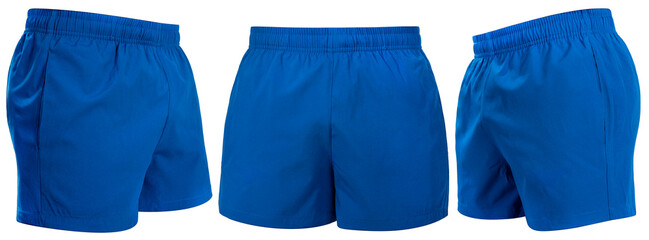 Blue Running Shorts Clothing isolated on white background, Running sports shorts on White With...