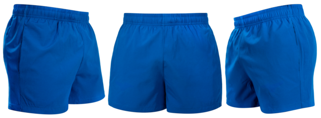 Blue Running Shorts Clothing isolated on white background, Running sports shorts on White With clipping path PNG File.