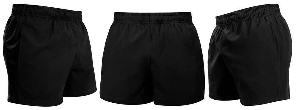 Blacke Running Shorts Clothing isolated on white background, Running sports shorts on White With clipping path PNG File.