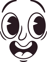 Retro amazed face emoticon expression