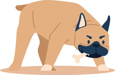 Dog holding bone in teeth