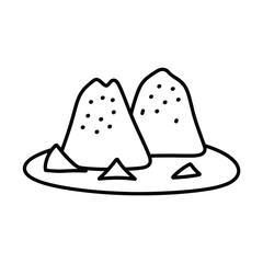 Simple outline drawing of an ice cream cart with a sun umbrella