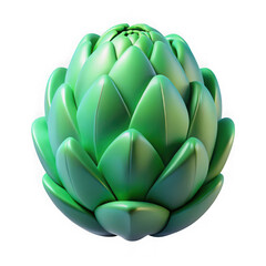 Obraz premium A vibrant green artichoke, 3d rendered, isolated on transparent background