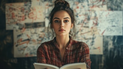 A concept image of an AI writing poetry while analyzing human emotions