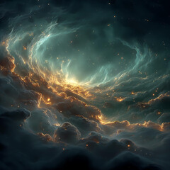 Galaxy Nebula and Cosmic Universe: Celestial Beauty and Interstellar Clouds in Astrophotography with Vibrant Colors and Mystical Light