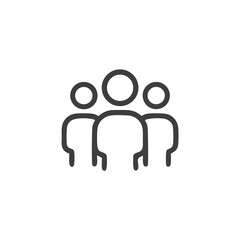 Team meeting icon with threeperson group symbol for teamwork. Suitable for presentations, websites, infographics, and businessrelated design projects.