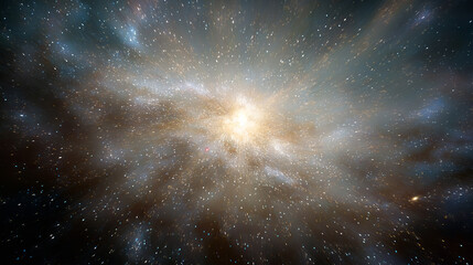 Obraz premium Universe, glowing spiral galaxy forms stunning celestial structure.