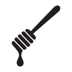 Honey dipper dripping honey, isolated on white background
