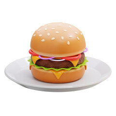 Delicious Cheeseburger on White Plate