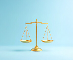 Elegant Golden Scales of Justice over Blue Backdrop &ndash; Concept for Legal Fairness and Authority