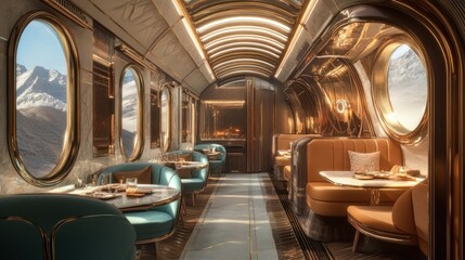 Fototapeta premium Luxury Train Dining Car