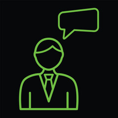 businessman speaking illustration in flat design, avatar icon, user icon